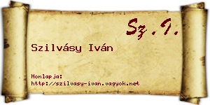 Szilvásy Iván névjegykártya